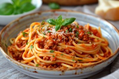 Recette facile de spaghettis bolognaise végétaliens pour toute la famille