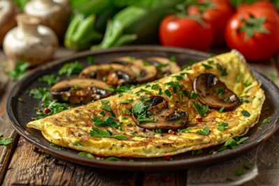 Brunch innovant : omelette végétalienne aux champignons et fines herbes