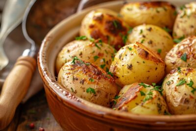 découvrez comment réaliser la savoureuse recette de pommes de terre au four de grand-mère, un trésor familial