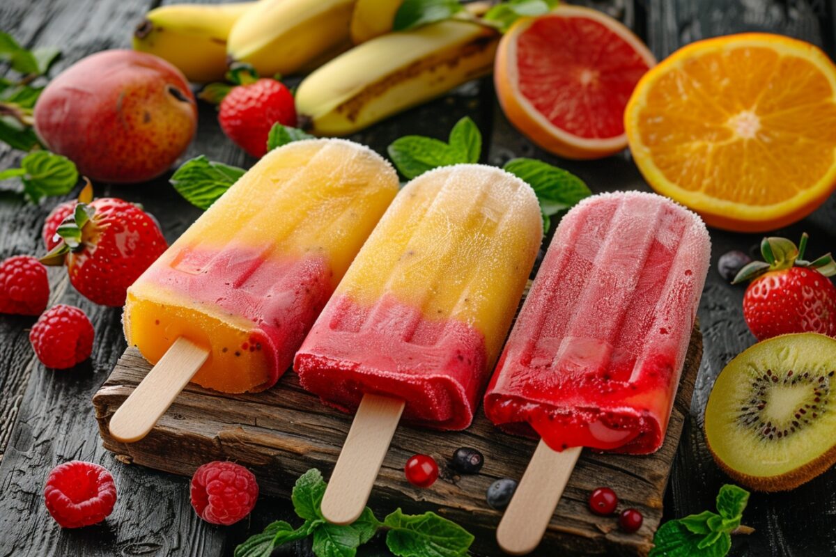 Délice glacé : bâtonnets de glace végétaliens aux fruits, plaisir sain