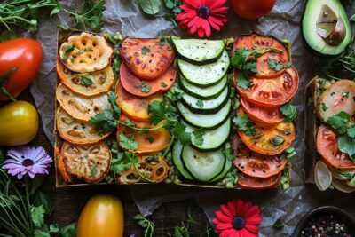 Délices du potager : terrine végétalienne de légumes d'été, couleurs et saveurs