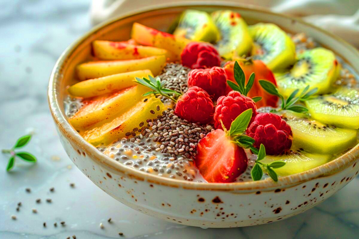 Éveillez vos matins : porridge végétalien aux graines de chia et fruits de saison