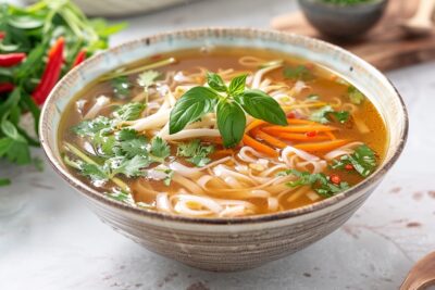 Finesse asiatique : soupe pho végétalienne, entre tradition et modernité
