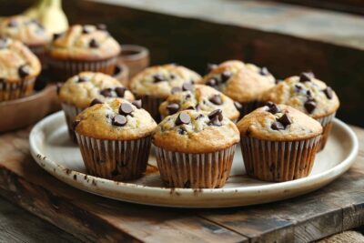 Goûter parfait : muffins végétaliens à la banane et pépites de chocolat