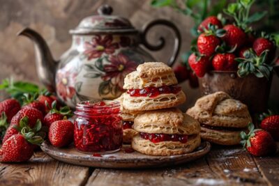 Instant thé : scones végétaliens et confiture de fraises maison