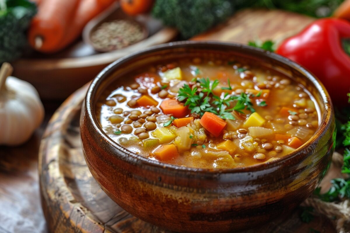 Jardin d'hiver : soupe de légumes racines et lentilles, réconfort végétalien