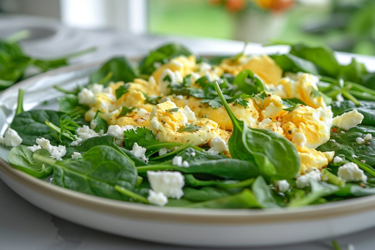 Les secrets pour préparer un repas sain et rapide avec des œufs, épinards et feta en seulement 15 minutes