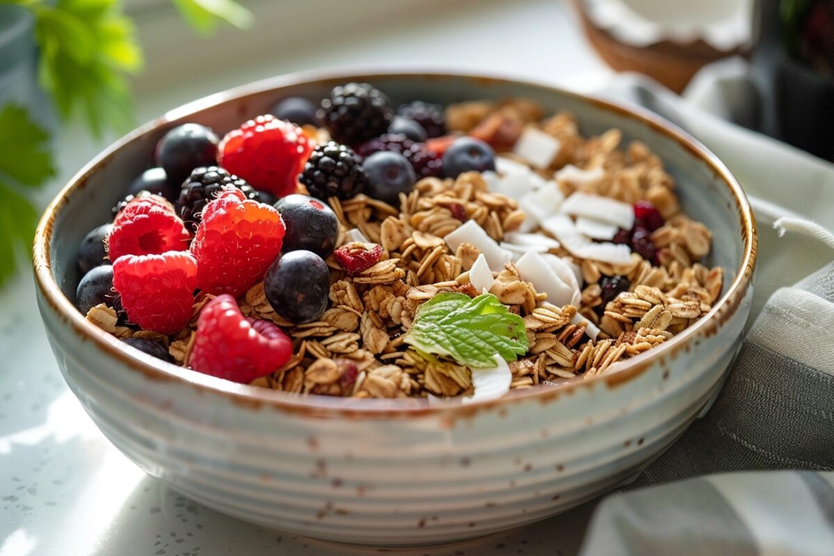 Petit-déjeuner royal : granola maison végétalien aux superfruits