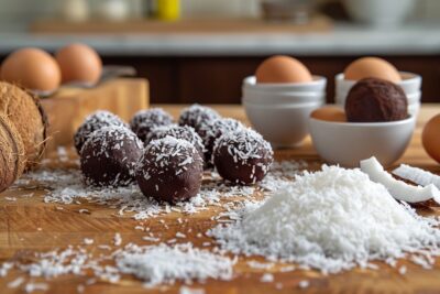 Petits délices : recette de truffes au chocolat végétaliennes et noix de coco