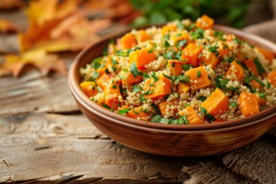 Plaisir d'automne : potimarron rôti et quinoa, un duo végétalien