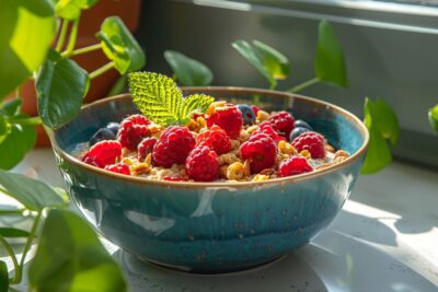 Séduction du matin : overnight oats végétaliens aux fruits rouges