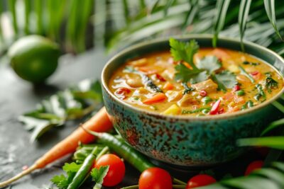 Voyage sensoriel : curry vert végétalien, l'Asie dans votre assiette