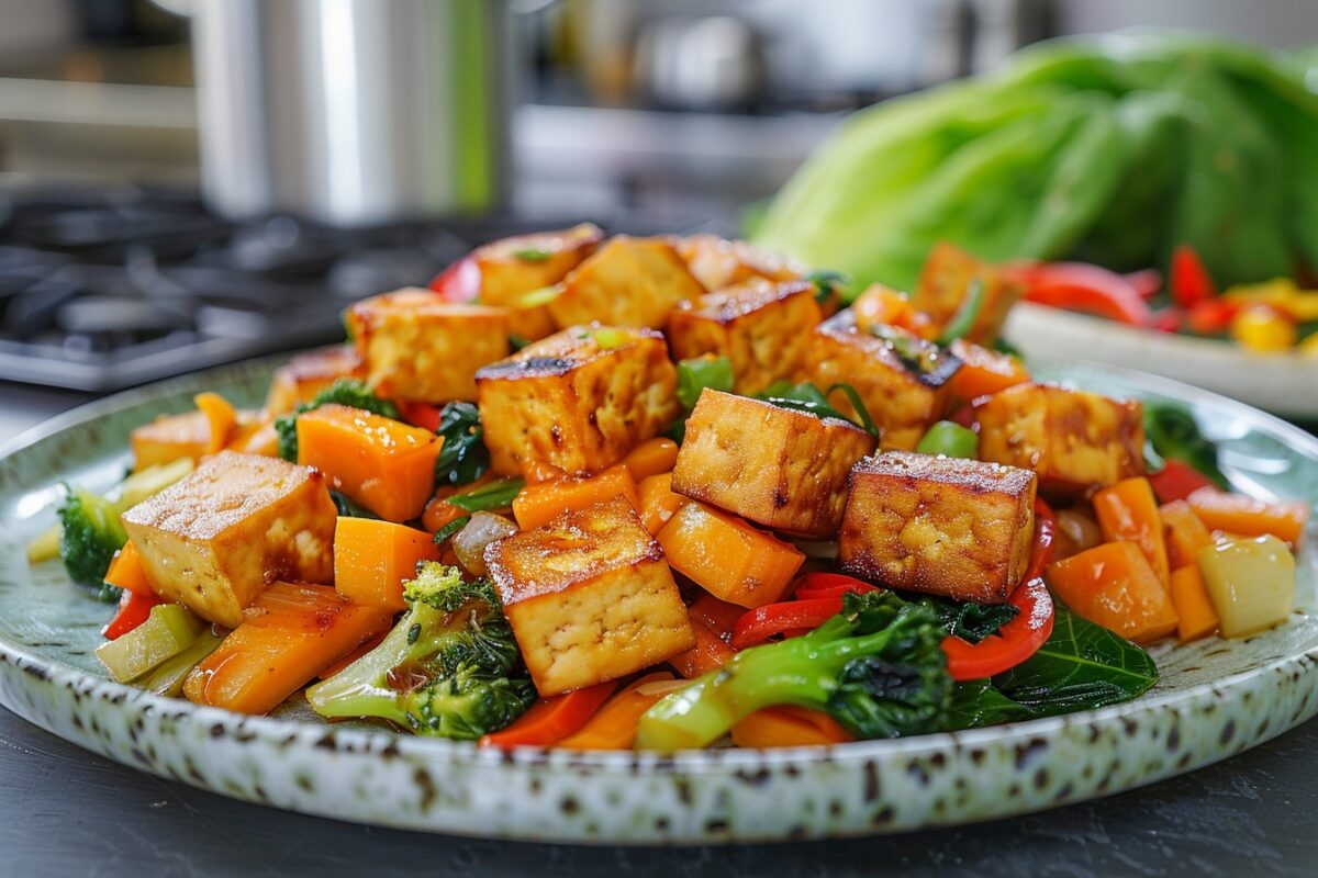 Poêlée asiatique de tofu et légumes de tous les records, un wok de saveurs vibrantes