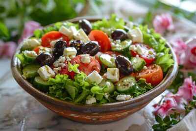 Salade grecque classique de tous les records, la quintessence de la Méditerranée